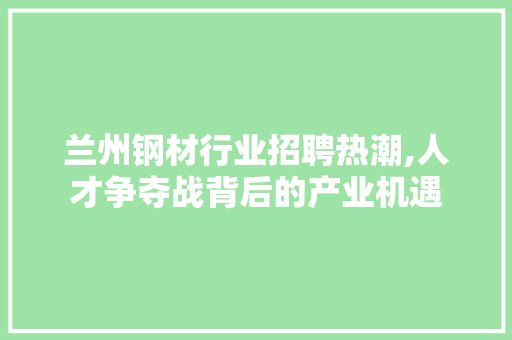 兰州钢材行业招聘热潮,人才争夺战背后的产业机遇