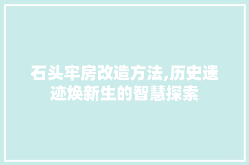石头牢房改造方法,历史遗迹焕新生的智慧探索