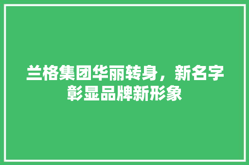 兰格集团华丽转身，新名字彰显品牌新形象