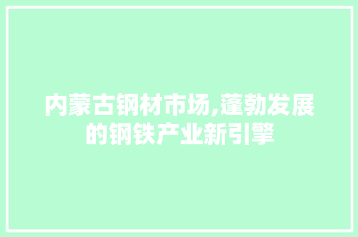 内蒙古钢材市场,蓬勃发展的钢铁产业新引擎