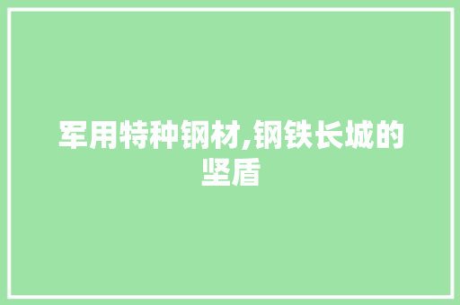 军用特种钢材,钢铁长城的坚盾