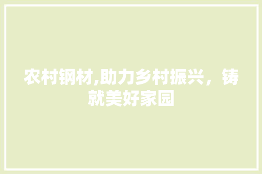 农村钢材,助力乡村振兴，铸就美好家园