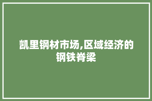 凯里钢材市场,区域经济的钢铁脊梁