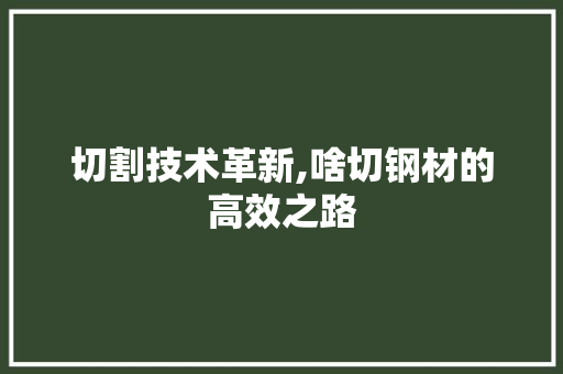 切割技术革新,啥切钢材的高效之路