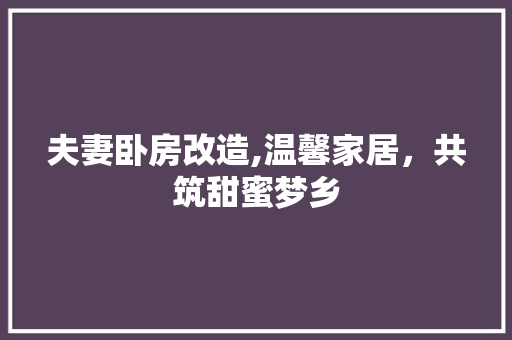 夫妻卧房改造,温馨家居，共筑甜蜜梦乡