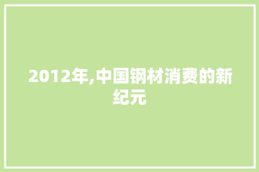 2012年,中国钢材消费的新纪元