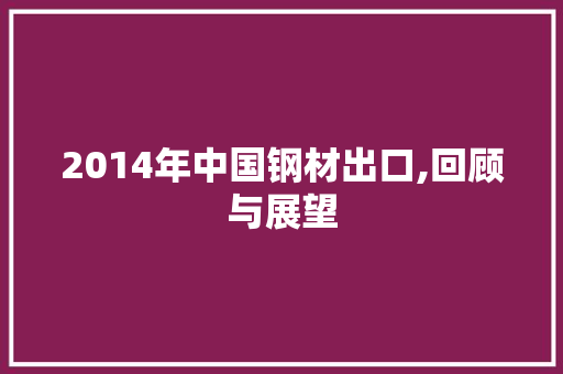 2014年中国钢材出口,回顾与展望