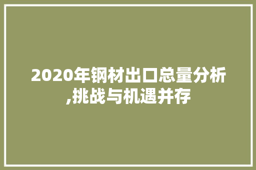 2020年钢材出口总量分析,挑战与机遇并存