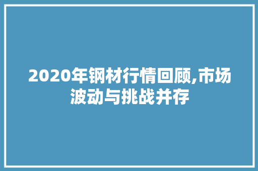 2020年钢材行情回顾,市场波动与挑战并存