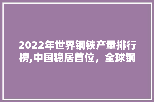 2022年世界钢铁产量排行榜,中国稳居首位，全球钢铁产业格局再塑