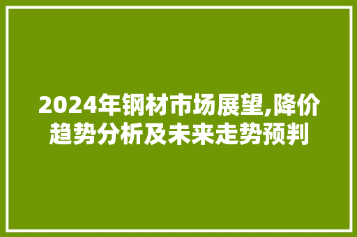 2024年钢材市场展望,降价趋势分析及未来走势预判