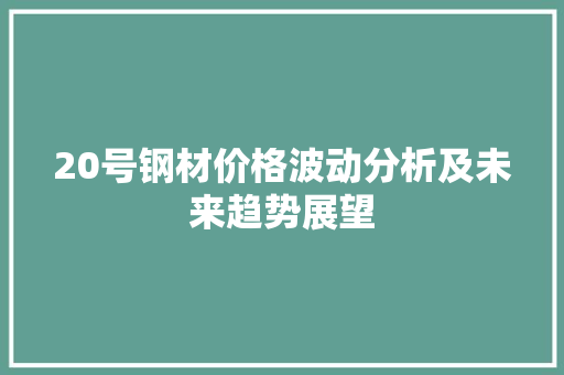 20号钢材价格波动分析及未来趋势展望