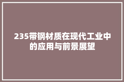 235带钢材质在现代工业中的应用与前景展望