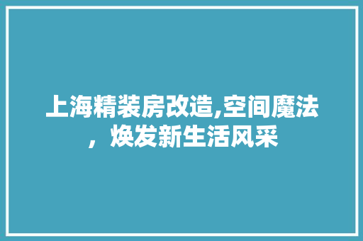 上海精装房改造,空间魔法，焕发新生活风采