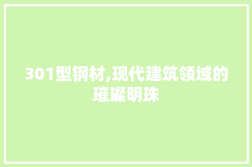 301型钢材,现代建筑领域的璀璨明珠