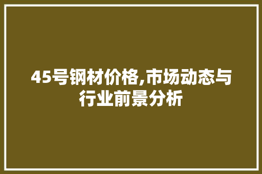 45号钢材价格,市场动态与行业前景分析