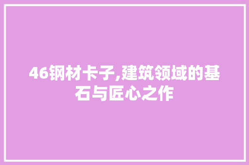 46钢材卡子,建筑领域的基石与匠心之作