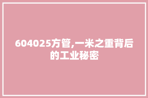 604025方管,一米之重背后的工业秘密
