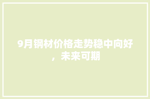 9月钢材价格走势稳中向好，未来可期