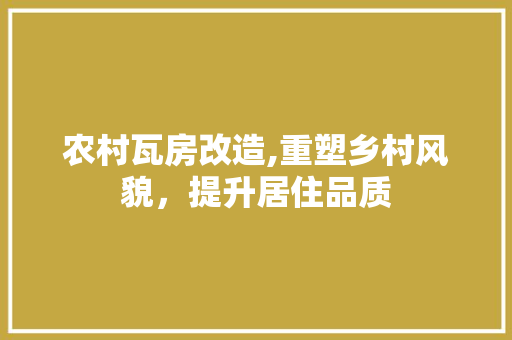 农村瓦房改造,重塑乡村风貌，提升居住品质