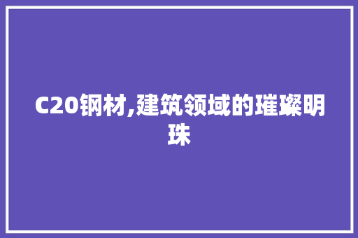C20钢材,建筑领域的璀璨明珠