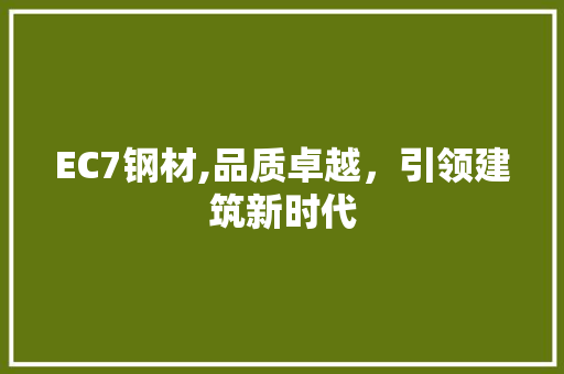 EC7钢材,品质卓越，引领建筑新时代