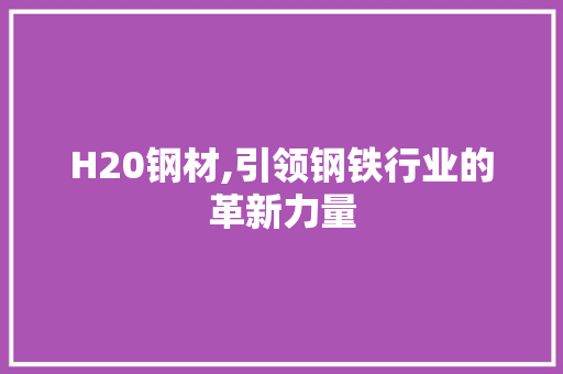 H20钢材,引领钢铁行业的革新力量