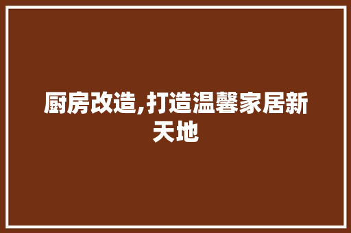 厨房改造,打造温馨家居新天地