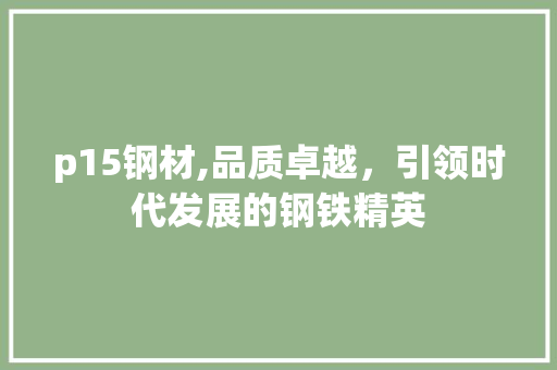 p15钢材,品质卓越，引领时代发展的钢铁精英