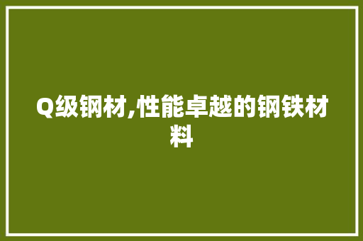 Q级钢材,性能卓越的钢铁材料