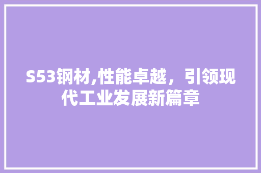 S53钢材,性能卓越，引领现代工业发展新篇章