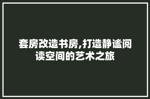 套房改造书房,打造静谧阅读空间的艺术之旅