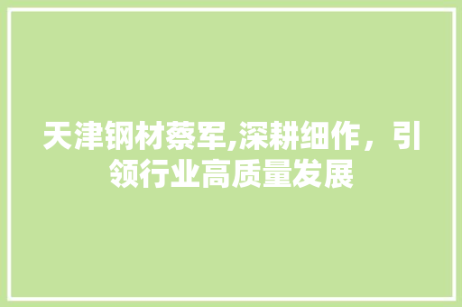 天津钢材蔡军,深耕细作，引领行业高质量发展
