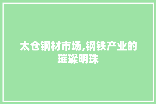 太仓钢材市场,钢铁产业的璀璨明珠