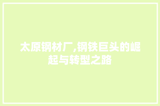太原钢材厂,钢铁巨头的崛起与转型之路