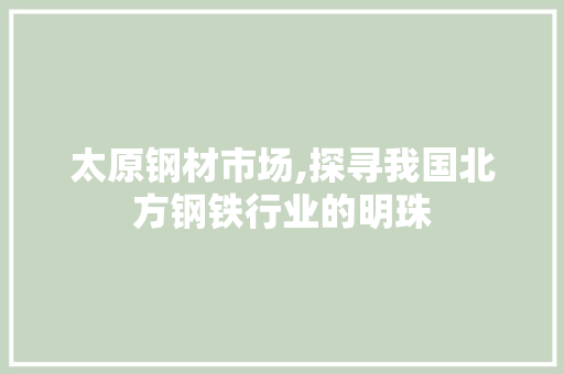 太原钢材市场,探寻我国北方钢铁行业的明珠