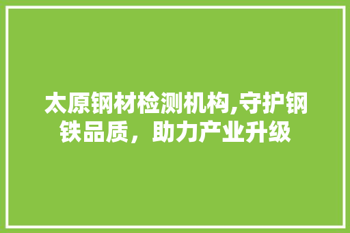 太原钢材检测机构,守护钢铁品质，助力产业升级