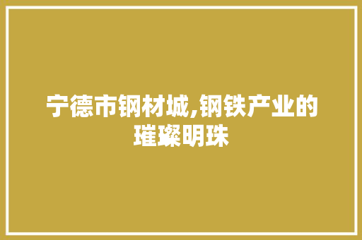 宁德市钢材城,钢铁产业的璀璨明珠