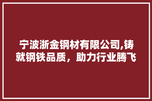 宁波浙金钢材有限公司,铸就钢铁品质，助力行业腾飞