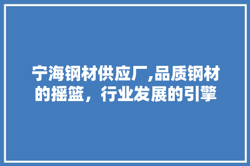 宁海钢材供应厂,品质钢材的摇篮，行业发展的引擎