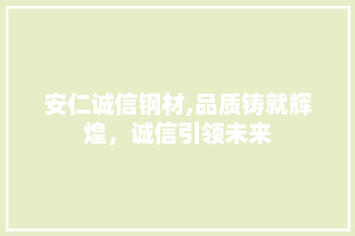 安仁诚信钢材,品质铸就辉煌，诚信引领未来