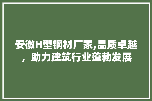 安徽H型钢材厂家,品质卓越，助力建筑行业蓬勃发展
