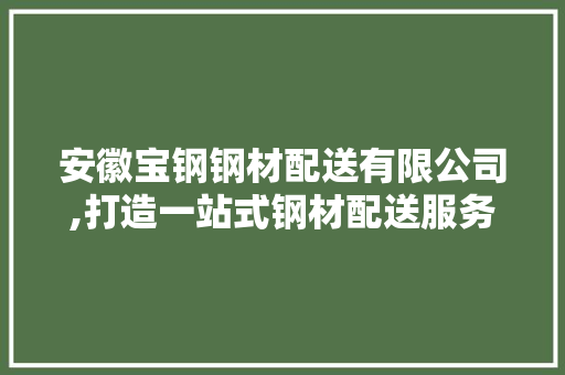 安徽宝钢钢材配送有限公司,打造一站式钢材配送服务新标杆