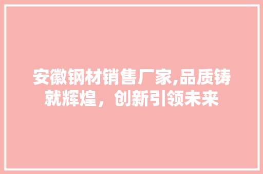 安徽钢材销售厂家,品质铸就辉煌，创新引领未来
