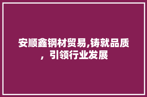 安顺鑫钢材贸易,铸就品质，引领行业发展