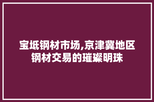 宝坻钢材市场,京津冀地区钢材交易的璀璨明珠