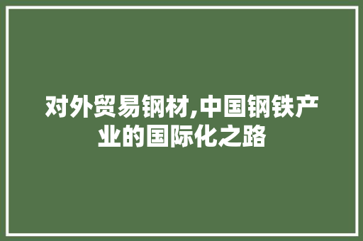 对外贸易钢材,中国钢铁产业的国际化之路