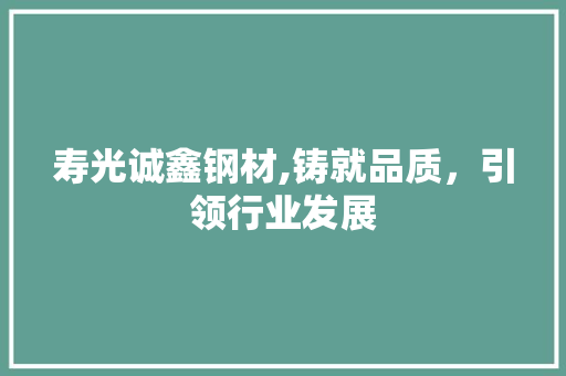 寿光诚鑫钢材,铸就品质，引领行业发展