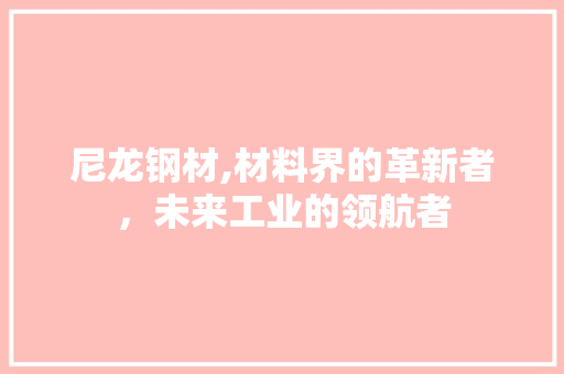 尼龙钢材,材料界的革新者，未来工业的领航者