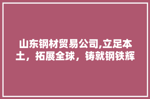 山东钢材贸易公司,立足本土，拓展全球，铸就钢铁辉煌